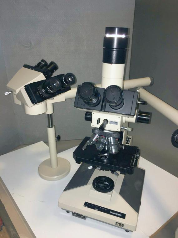 Olympus BHS Trinocular 5-Head Teaching Microscope, 0.9 Filp-Top Achromat Condenser , SPLan 2x, Dplan 4x, 10x, 40x and 100x Objective